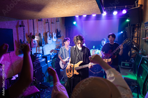 Young bands perform on stage