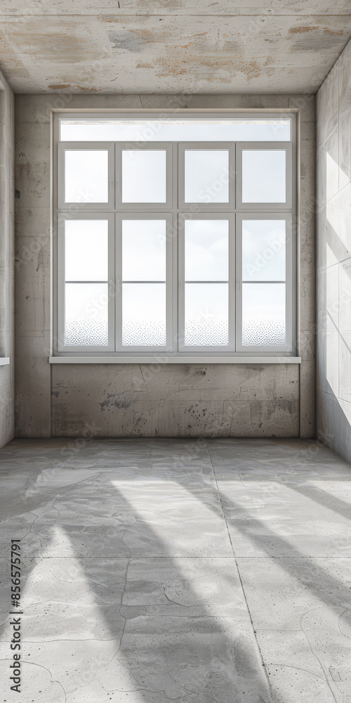 Obraz premium Empty room interiors illuminated with natural window lighting and copy space. Residential interior design composition with no furniture.
