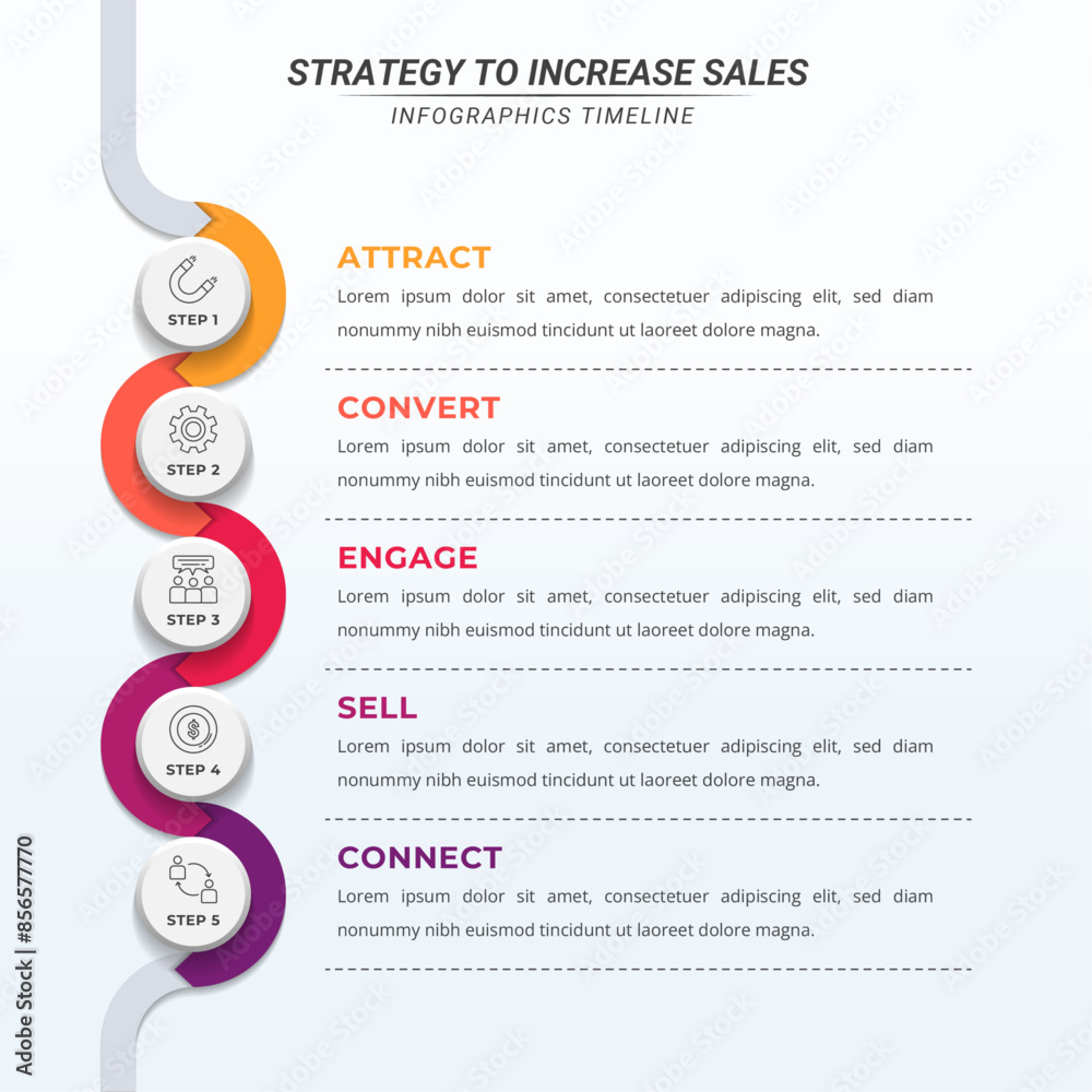 5 Steps How to Increase Sales Infographic with Editable Text on a 1:1 ...