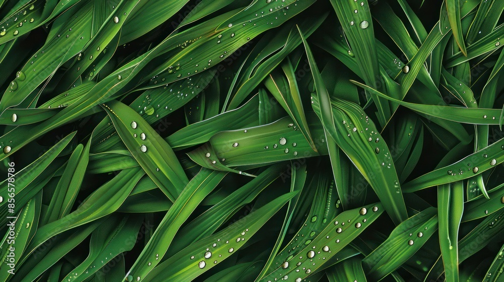 Close-up of fresh green grass blades with water droplets. Ideal for nature, gardening, and freshness concepts. Close-up of fresh green grass blades with water droplets. Ideal for nature, gardening, and freshness concepts.