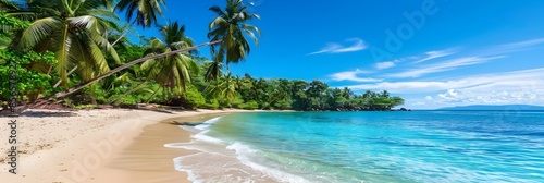 Stunning Tropical Beach with Swaying Palm Trees and Crystalline Turquoise Waters © CYBERUSS