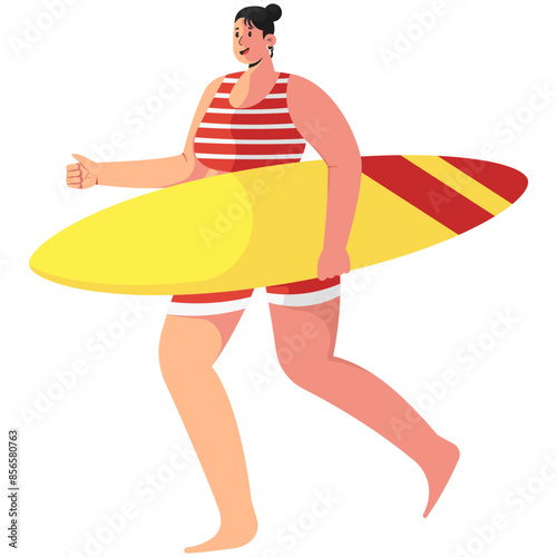 Woman Carrying a Surfboard Illustration © uigodesign