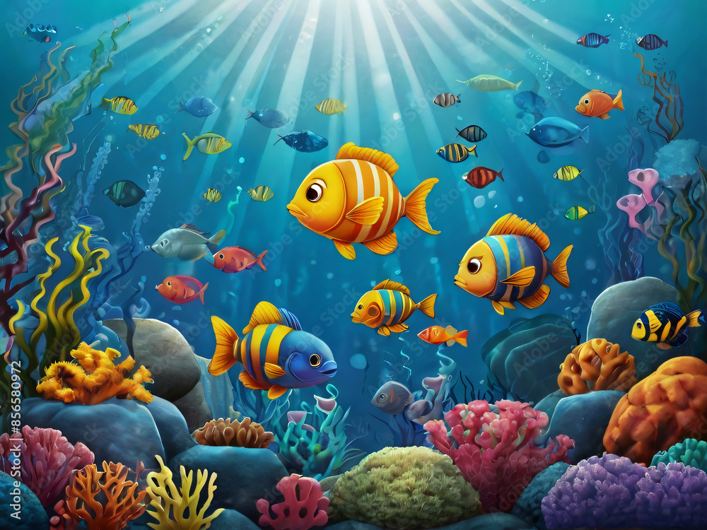 Fototapeta premium coral reef and fish