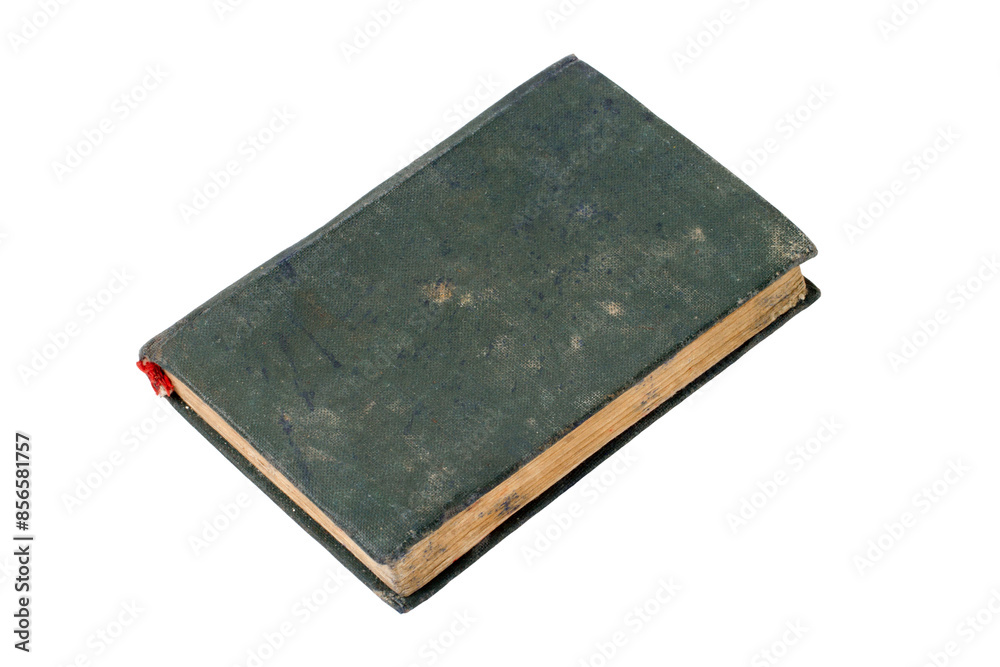 An old dirty book on a white background. The old book is isolated. An old dirty book on a white background. The old book is isolated.