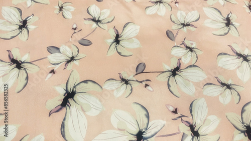 Floral Seamless Pattern Design with Pink Flowers and Leafy Ornaments