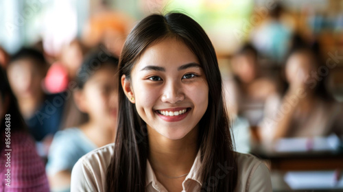 Wallpaper Mural portrait cheerful female of student in the classroom to convey the spirit study Torontodigital.ca
