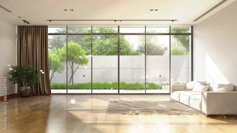 modern empty living room interior design with garden view seamless looping overlay 4k virtual video animation background modern empty living room interior design with garden view seamless looping overlay 4k virtual video animation background
