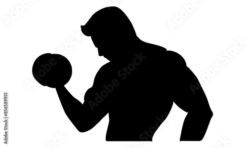 silhouette of man holding a dumbbell