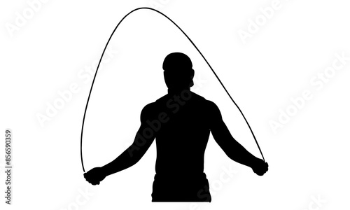silhouette of man exercise jumping with skipping rope