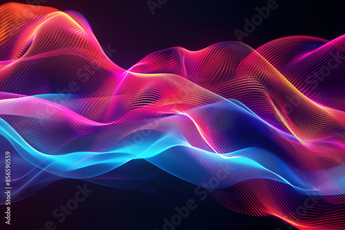 Abstract dynamic colorful flowing lines, representing a sound wave background photo