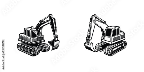 Excavator silhouette vector art design