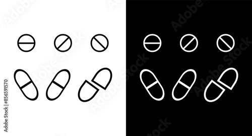Vector pills icon set medicament and pharmaceutical symbol.