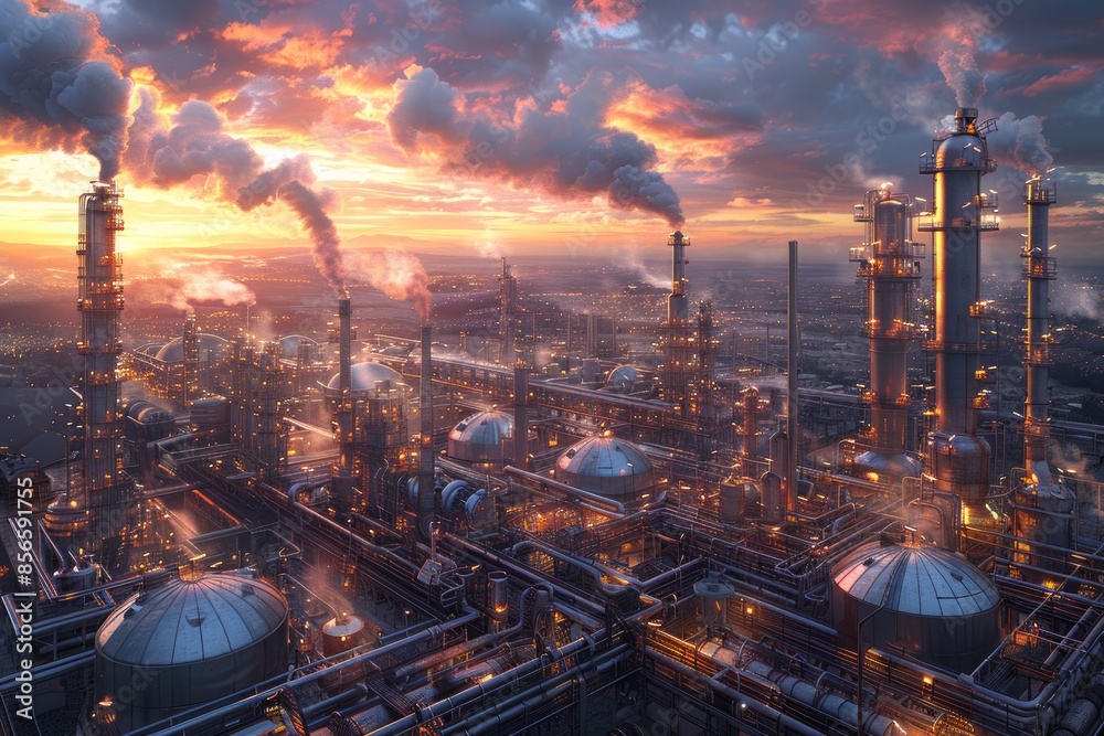 Obraz premium pipes and tanks in the plants professional photography