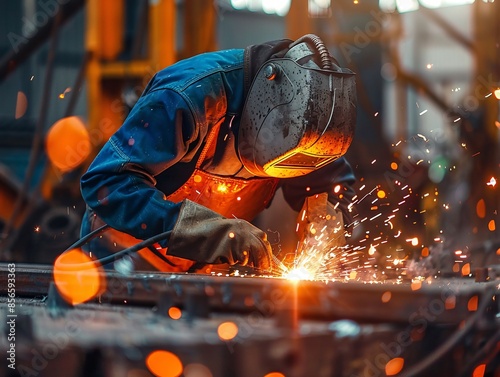 a man welding with sparks