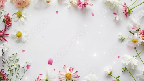 white plain background framed with flowers