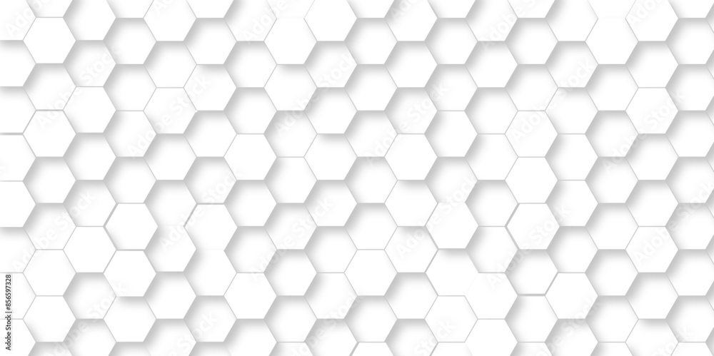 Vector White Hexagonal Background. Luxury White Pattern. Vector Illustration. 3D Futuristic abstract honeycomb mosaic white background. geometric mesh cell texture. modern futuristic wallpaper.
Vector White Hexagonal Background. Luxury White Pattern. Vector Illustration. 3D Futuristic abstract honeycomb mosaic white background. geometric mesh cell texture. modern futuristic wallpaper.