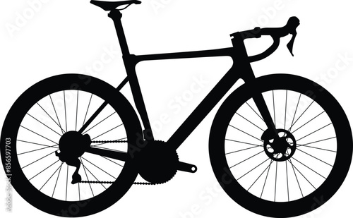 Road bike side view silhouette illustration with detailed part