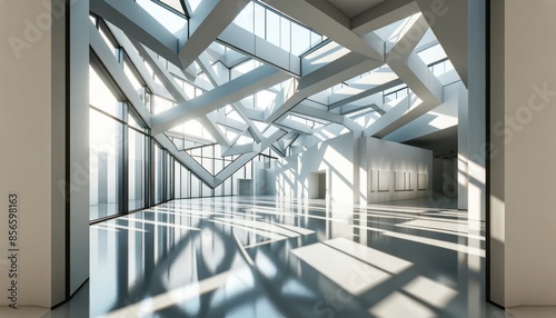 Wallpaper Mural expansive, modern gallery space with an abundance of natural light flooding through geometrically intriguing window Torontodigital.ca