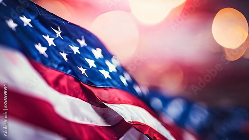 US flag bokeh effect