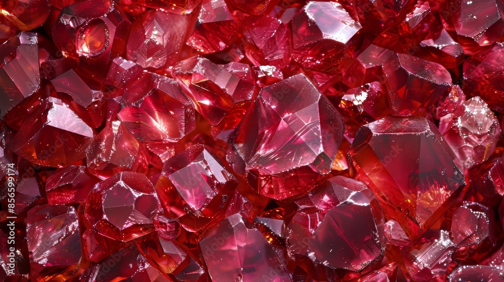 Shimmering gemstone texture with radiant shine, luxurious seamless ruby red background, captivating and elegant, raw and vivid
