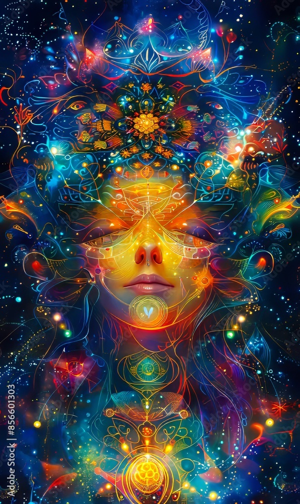 A woman with her head in space. A woman with her head in space.