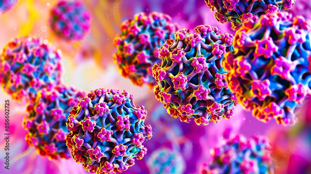 A group of cells in a purple background. A group of cells in a purple background.