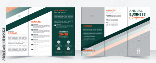 Business development conference trifold brochure template design, Business trifold Brochure, Tri fold brochure design. A4 abstract business trifold brochure template design