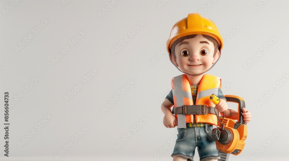 Carpenter and profession. Little boy in helmet and life jacket with saw. Carpenter and profession. Little boy in helmet and life jacket with saw.