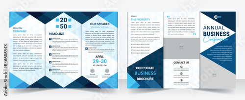 Business development conference trifold brochure template design, Business trifold Brochure, Tri fold brochure design. A4 abstract business trifold brochure template design