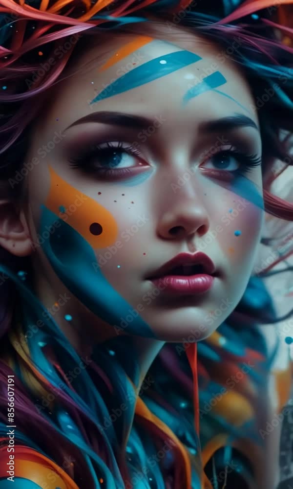 Girl, paint, background, surrealism, abstract Girl, paint, background, surrealism, abstract