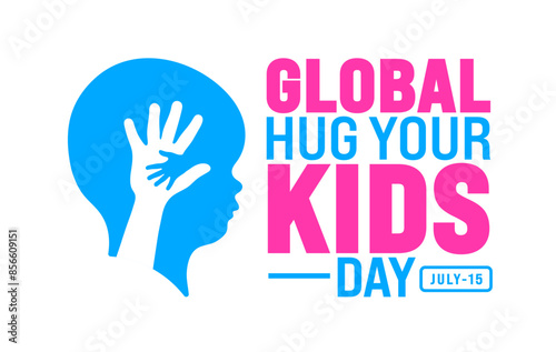 Global Hug Your Kids Day background template. Holiday concept. Use a background, banner, placard, card, and poster design template with text inscription and standard color. vector illustration.