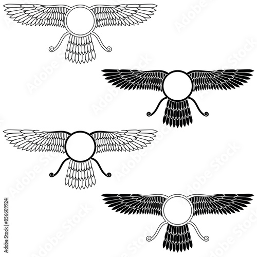 winged solar disk of the Zoroastrian religion photo