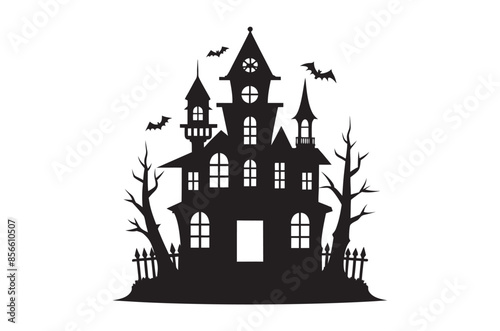 Wallpaper Mural Halloween house vector illustration, silhouettes of haunted house, Halloween house silhouette Torontodigital.ca