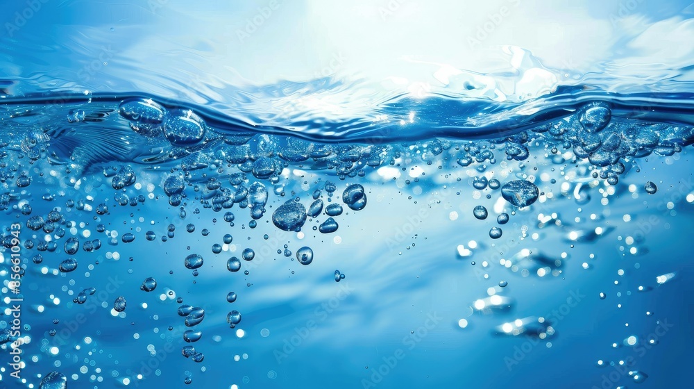 Fresh blue water with water bubbles backgrounds Fresh blue water with water bubbles backgrounds