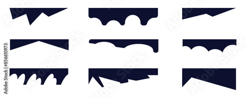 Website border, web page divider shapes. Geometric and organic separator headers for graphic design template, isolated with background.