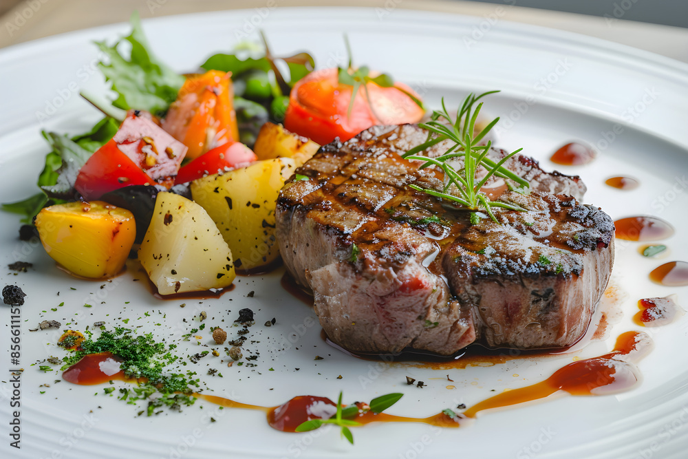 Grilled meats and vegetables dinner plate Grilled meats and vegetables dinner plate