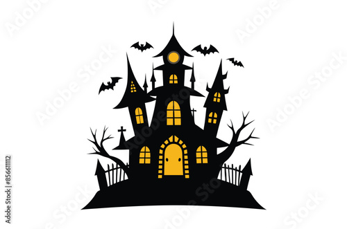 Halloween house vector illustration, silhouettes of haunted house, Halloween house silhouette