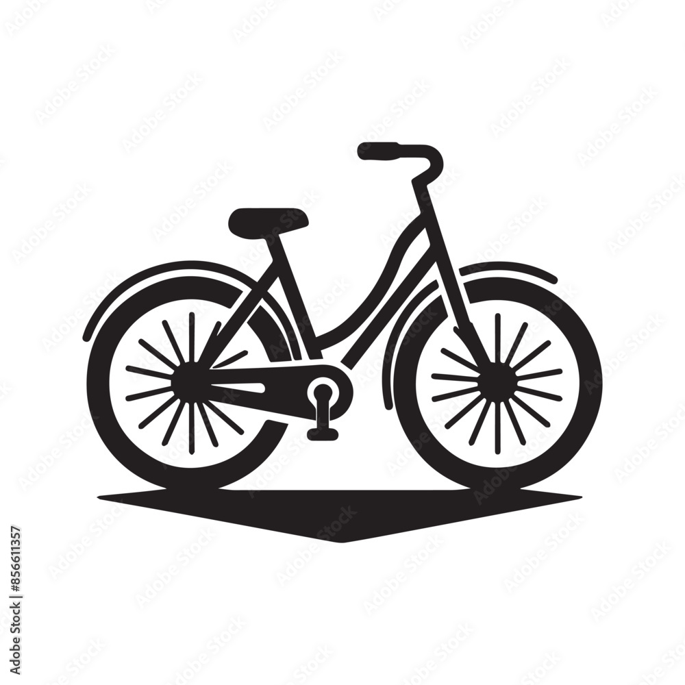 Fototapeta premium Silhouette of Bicycle Icon Isolated in White