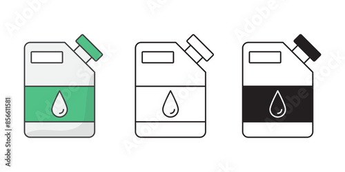 Gasoline fuel canister icons set. Gas can symbol isolated background,  Car petrol, silhouette icon, oil flat simple infographics design template. vector illustration.