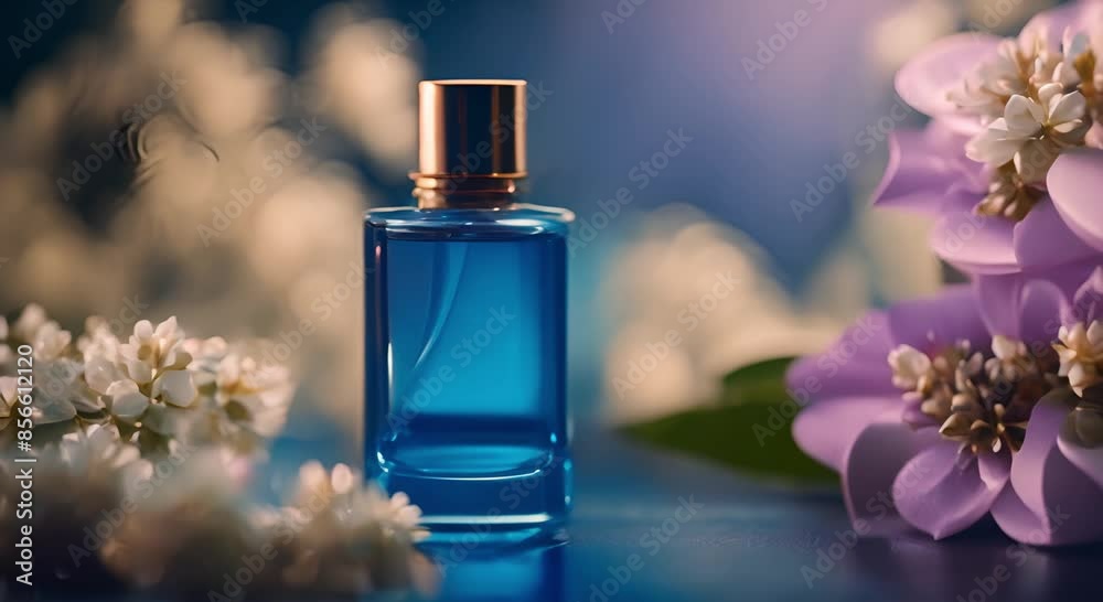 Blue perfume bottle presentation mockup