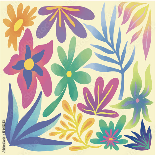 seamless floral background. summer vibes. tropical plant illustration