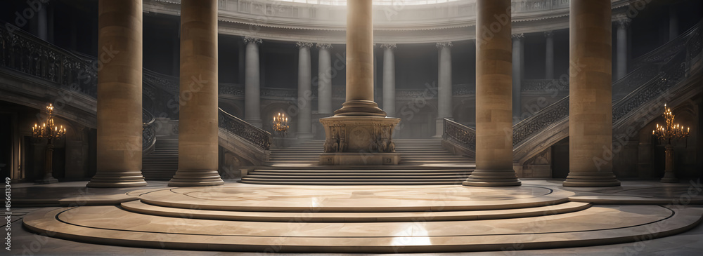 Fototapeta premium Background podium column 3d roman luxury greek white ancient display product classic.
