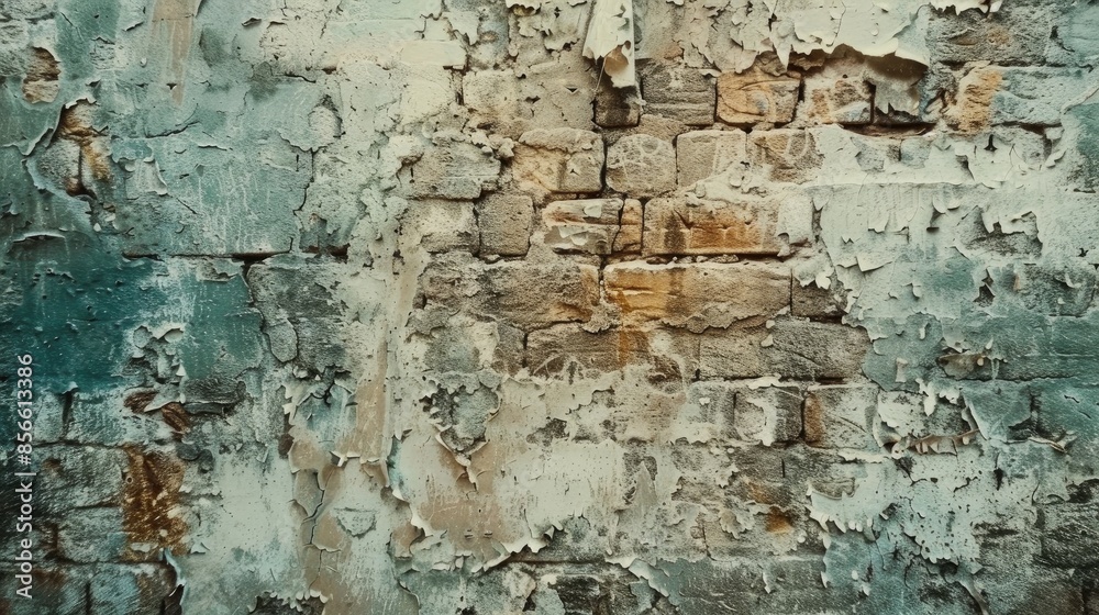 Old brick wall covered in plaster mildew stains Old brick wall covered in plaster mildew stains