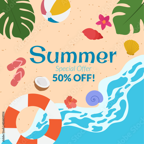 summer sale promotion beach sea chill social media-illustration