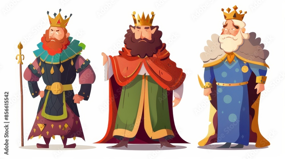 Naklejka premium Illustration of three cartoon kings