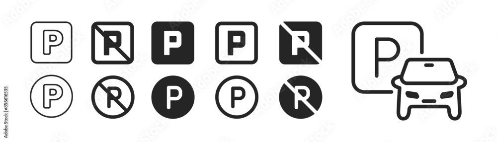 Parking signs. Set of car parking. Vector illustration