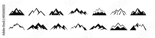Mountains icon set. Mountain symbol, logo. Vector