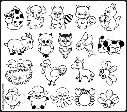 coloring pages of animals for kindergarten childrens