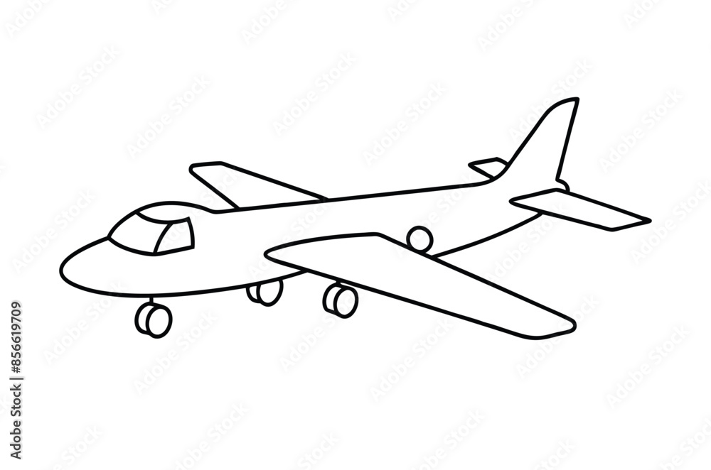 Airplane line drawing, Airplane continuous single sketch, Vector illustration Airplane line drawing, Airplane continuous single sketch, Vector illustration