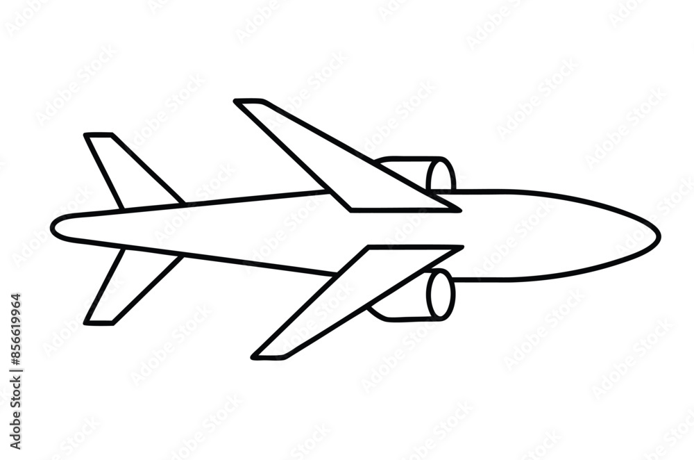 Airplane line drawing, Airplane continuous single sketch, Vector illustration Airplane line drawing, Airplane continuous single sketch, Vector illustration